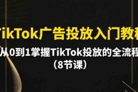 TikTok广告投放入门教程,从0到1掌握TikTok投放的全流程（8节课）