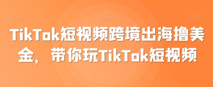 TikTok短视频跨境出海撸美金,带你玩TikTok短视频