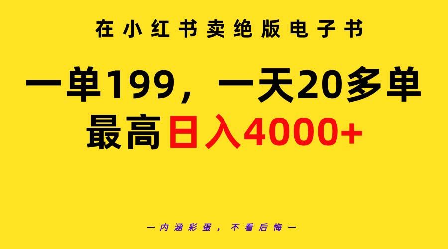 （9401期）在小红书卖绝版电子书,一单199一天最多搞20多单,最高日入4000教程资料
