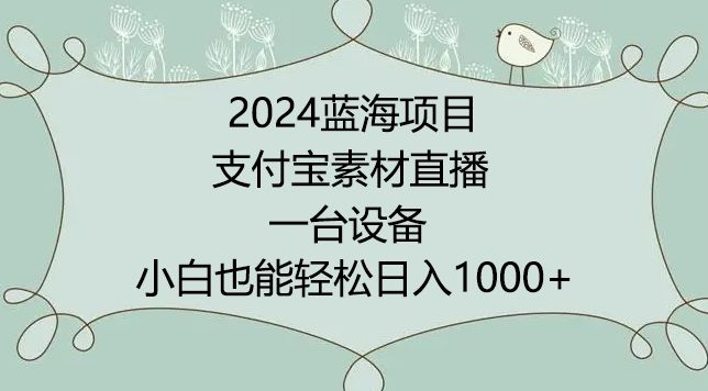 2024年蓝海项目,支付宝素材直播,无需出境,小白也能日入1000,实操教程