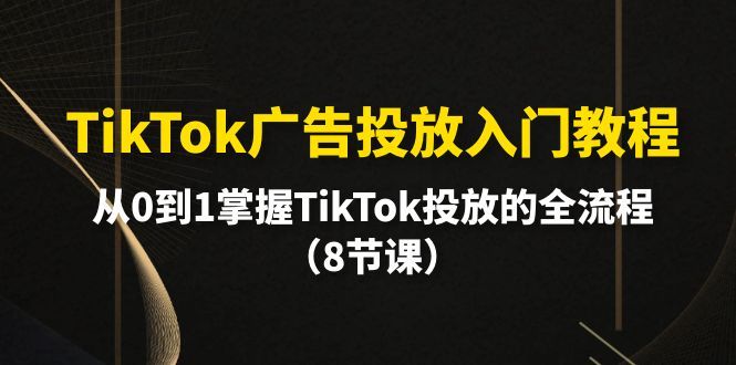 （10085期）TikTok广告投放入门教程,从0到1掌握TikTok投放的全流程（8节课）